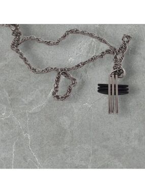 Chrome & Black Enameled Cross Necklace